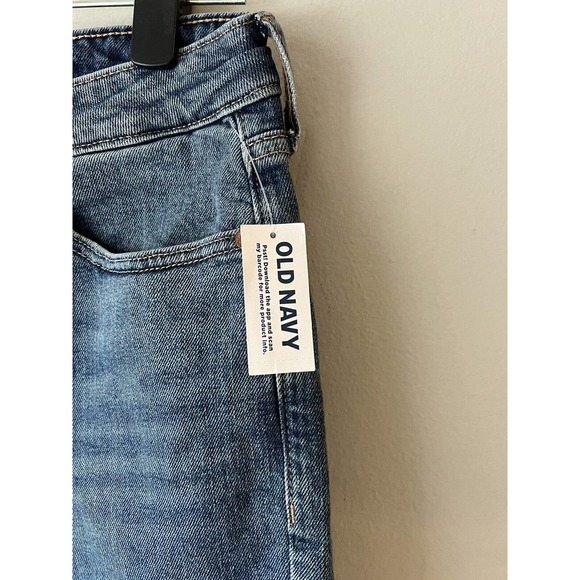 Old Navy Womens Straight Leg Mom’s Jeans Blue Whiskered High Rise Size 8 NWT - Picture 5 of 7